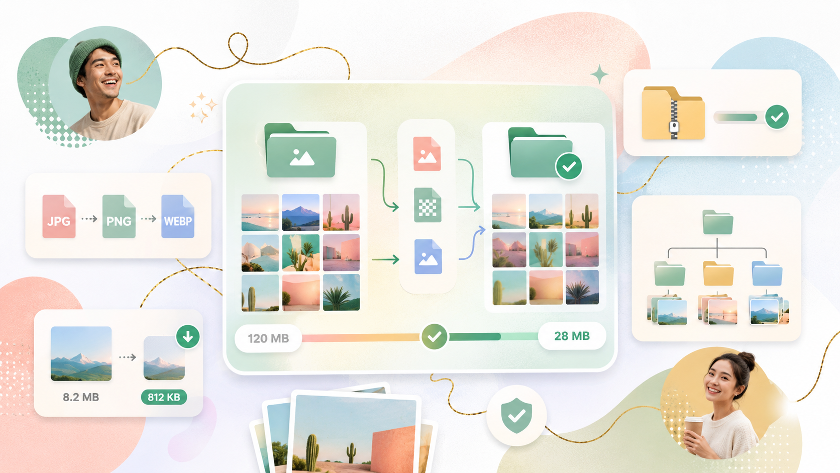Image compression and conversion workflow illustration